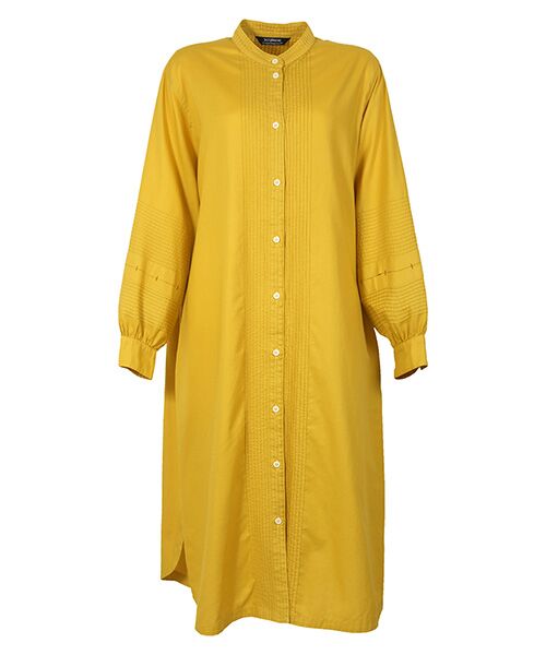 YACCOMARICARD / ヤッコマリカルド ロング・マキシ丈ワンピース | ｿﾌﾄﾂｲﾙｺｯﾄﾝ 袖boxﾀｯｸ配色ｶﾝﾇｷ 長袖OP（琵琶）