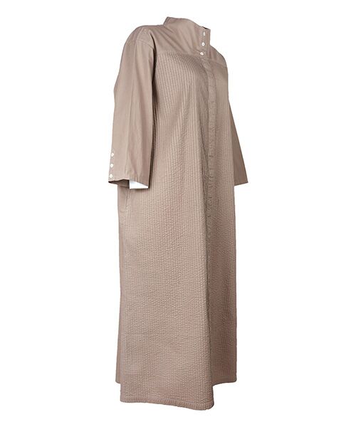 YACCOMARICARD / ヤッコマリカルド ロング・マキシ丈ワンピース | ﾛｰﾝ+ｷｬﾗｺ部分ﾋﾟﾝ7分袖ﾎﾞﾄﾙﾈｯｸｿﾌﾄAﾗｲﾝOP | 詳細1