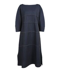 YACCOMARICARD / ヤッコマリカルド ロング・マキシ丈ワンピース | ﾛｰﾝ総ﾋﾟﾝﾁﾝｸﾞﾀｯｸ横切替襟無7分袖OP