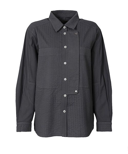 YACCOMARICARD / ヤッコマリカルド シャツ・ブラウス | ローンサイフキルト6重ガーゼ キルトパッチワーク 長袖BL（アッシュ）