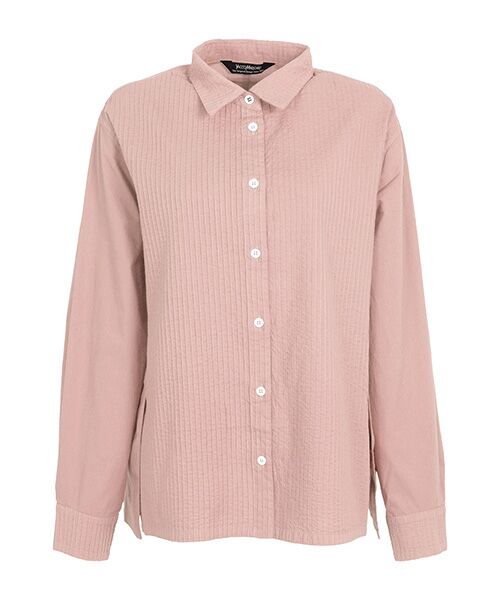 YACCOMARICARD / ヤッコマリカルド シャツ・ブラウス | ローン部分ピン 後無地 脇前振リ長袖BL（ダークシェル）