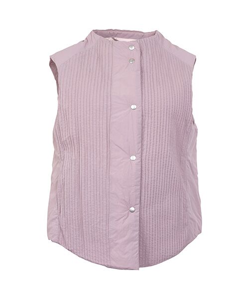 YACCOMARICARD / ヤッコマリカルド ベスト | リンクルナイロンキルト 部分タテピンドット釦ボトルネックVT（ピンクグレー）