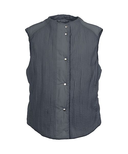 YACCOMARICARD / ヤッコマリカルド ベスト | リンクルナイロンキルト 部分タテピンドット釦ボトルネックVT（ケシイロ）