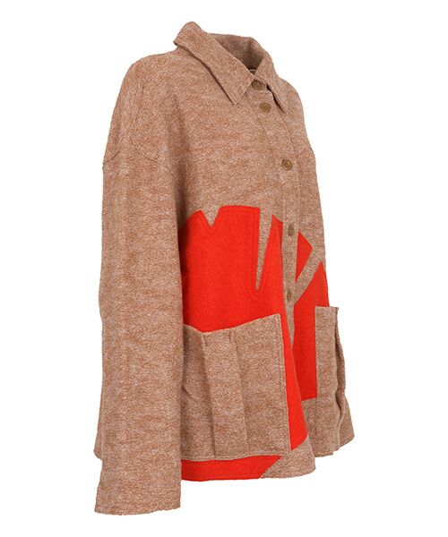 YACCOMARICARD / ヤッコマリカルド その他アウター | 圧縮ニット銀杏モチーフアップリケ　シャツ型JK | 詳細1