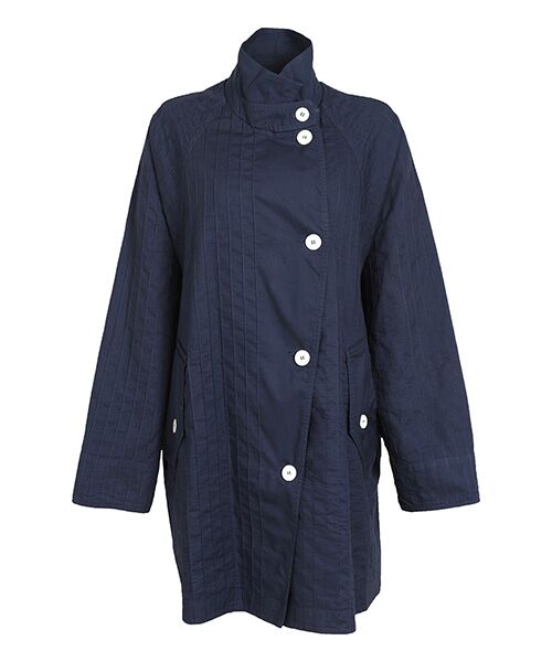 YACCOMARICARD / ヤッコマリカルド テーラードジャケット | コットンピケ ワイドピンタック ラグラン チュニック丈CT（スミグンジョウ）