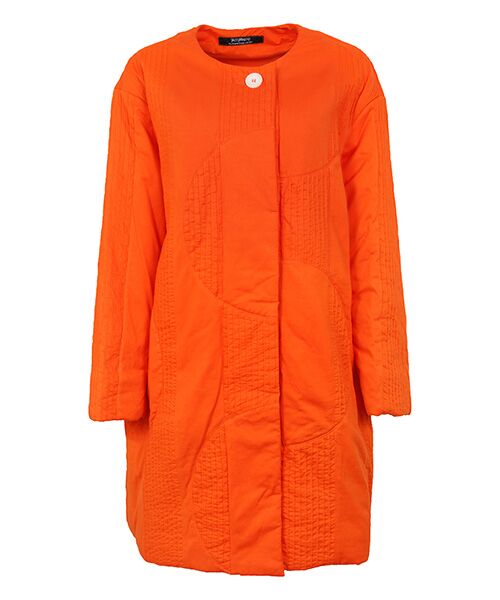 YACCOMARICARD / ヤッコマリカルド ノーカラージャケット | ローン+60CSキルト 半円幾何学柄キリカエ 襟ナシCT（ホオズキ）