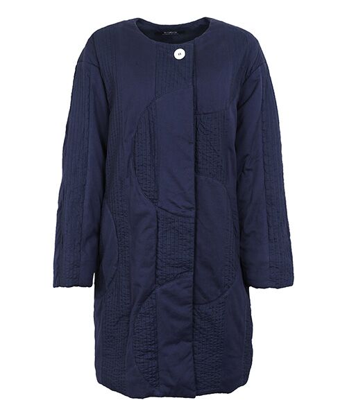 YACCOMARICARD / ヤッコマリカルド ノーカラージャケット | ローン+60CSキルト 半円幾何学柄キリカエ 襟ナシCT（ノウコン）