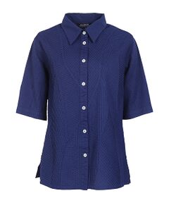 YACCOMARICARD / ヤッコマリカルド シャツ・ブラウス | ローン笹柄総ピン 前立て&襟無地 半袖BL