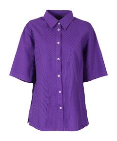 YACCOMARICARD / ヤッコマリカルド シャツ・ブラウス | ローン笹柄総ピン 前立て&襟無地 半袖BL