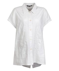 YACCOMARICARD / ヤッコマリカルド シャツ・ブラウス | ローン端ピンタック シャツ襟 後ナナメ重ね フレンチ袖BL