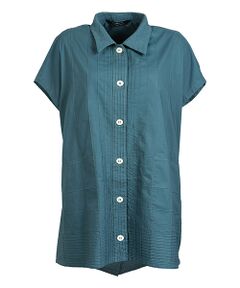 YACCOMARICARD / ヤッコマリカルド シャツ・ブラウス | ローン端ピンタック シャツ襟 後ナナメ重ね フレンチ袖BL