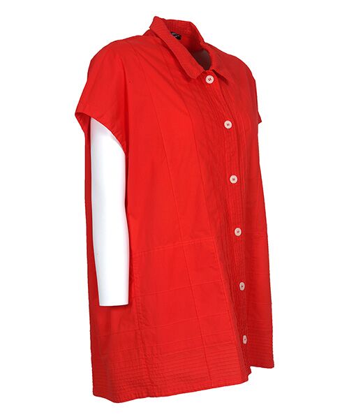 YACCOMARICARD / ヤッコマリカルド シャツ・ブラウス | ローン端ピンタック シャツ襟 後ナナメ重ね フレンチ袖BL | 詳細1