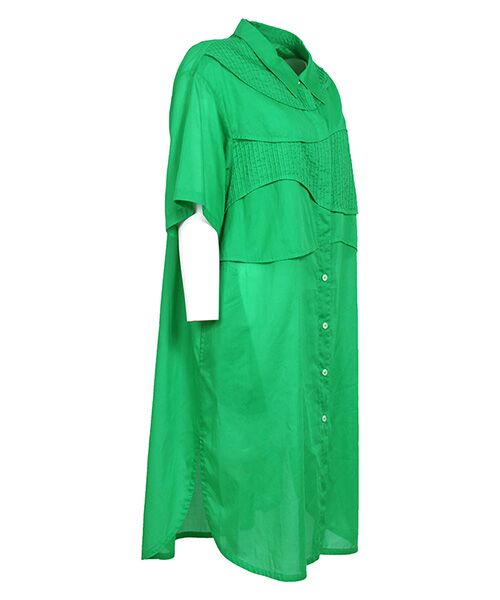 YACCOMARICARD / ヤッコマリカルド シャツ・ブラウス | 100ボイル 波型レイヤー切替 半袖チュニック丈BL | 詳細1