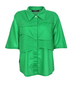 YACCOMARICARD / ヤッコマリカルド シャツ・ブラウス | 100ボイル波型レイヤー切替 半袖ショート丈BL