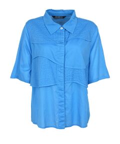 YACCOMARICARD / ヤッコマリカルド シャツ・ブラウス | 100ボイル波型レイヤー切替 半袖ショート丈BL