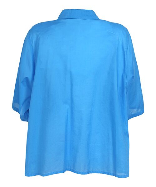 YACCOMARICARD / ヤッコマリカルド シャツ・ブラウス | 100ボイル波型レイヤー切替 半袖ショート丈BL | 詳細2