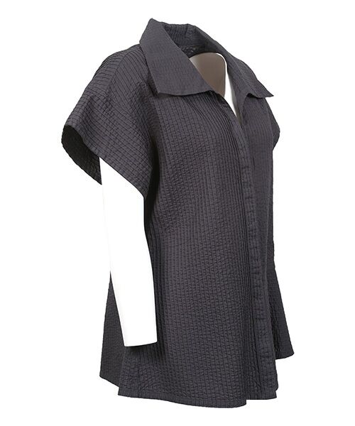 YACCOMARICARD / ヤッコマリカルド シャツ・ブラウス | ローン総ピンイレギュラーヘム アシメ 襟付 ヒヨク半袖BL | 詳細1