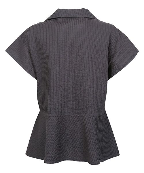 YACCOMARICARD / ヤッコマリカルド シャツ・ブラウス | ローン総ピンイレギュラーヘム アシメ 襟付 ヒヨク半袖BL | 詳細2