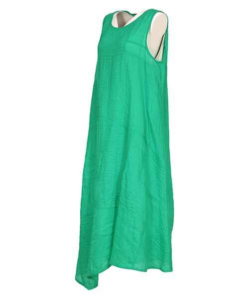 YACCOMARICARD / ヤッコマリカルド ロング・マキシ丈ワンピース | ラミーボイルアートフレームワーク アシメAライン 袖ナシOP | 詳細1