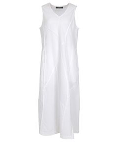 YACCOMARICARD / ヤッコマリカルド ロング・マキシ丈ワンピース | ローン総ピン 笹柄パッチワーク ウエストマーク 袖無OP