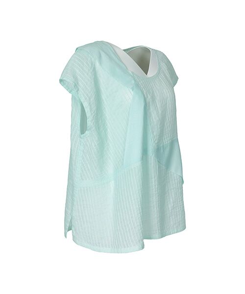 YACCOMARICARD / ヤッコマリカルド シャツ・ブラウス | ラミーボイル折り紙 クルーネックフレンチ袖 P/O BL | 詳細1