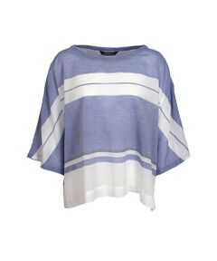 YACCOMARICARD / ヤッコマリカルド シャツ・ブラウス | タック入り80ムルムル 横縞 半袖 T型 P/O BL