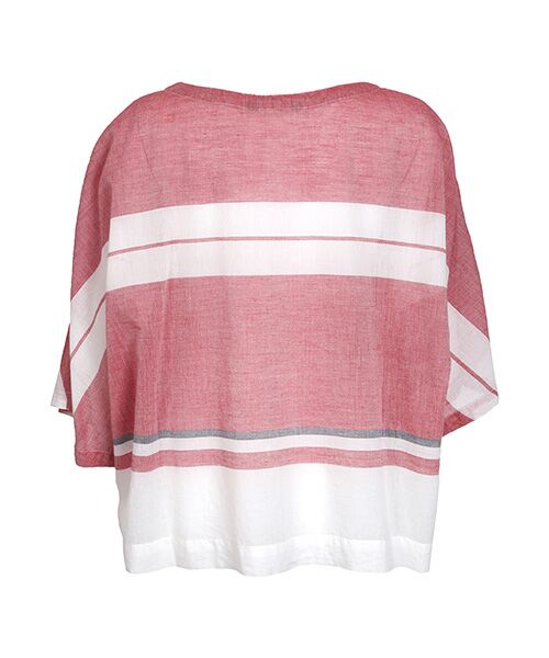 YACCOMARICARD / ヤッコマリカルド シャツ・ブラウス | タック入り80ムルムル 横縞 半袖 T型 P/O BL | 詳細2