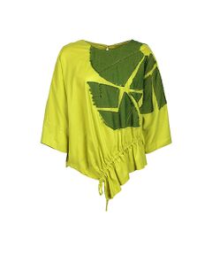 YACCOMARICARD / ヤッコマリカルド シャツ・ブラウス | ボタニカルカットワークWアシメドロスト襟ナシ P/O7分袖BL