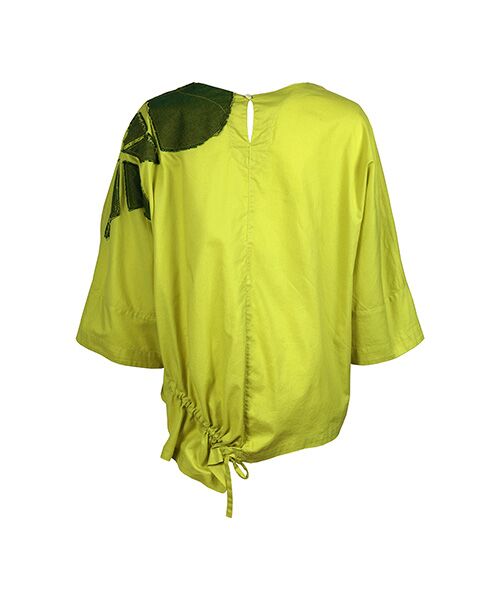 YACCOMARICARD / ヤッコマリカルド シャツ・ブラウス | ボタニカルカットワークWアシメドロスト襟ナシ P/O7分袖BL | 詳細2