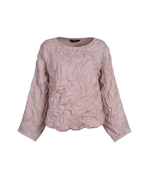 YACCOMARICARD / ヤッコマリカルド シャツ・ブラウス | ローン前リンクルギャザー後横ピン丸首長袖PO（ドライピンク）