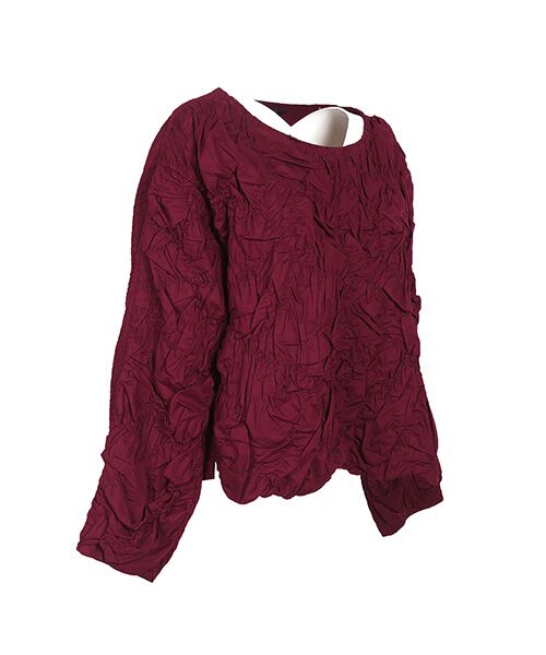 YACCOMARICARD / ヤッコマリカルド シャツ・ブラウス | ローン前リンクルギャザー後横ピン丸首長袖PO | 詳細1