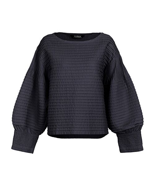 YACCOMARICARD / ヤッコマリカルド シャツ・ブラウス | サイフ総ピン部分ブティ袖ボリューム丸首長袖PO（ブラックチャコール）