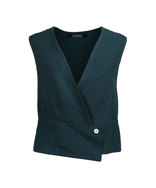 YACCOMARICARD / ヤッコマリカルド ベスト | ブロード総ピンスリットデザインショートベスト（ナイトグリーン）