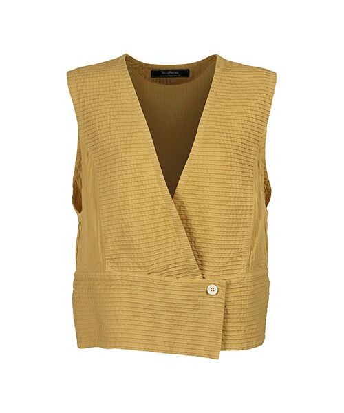 YACCOMARICARD / ヤッコマリカルド ベスト | ブロード総ピンスリットデザインショートベスト（バーリーイエロー）