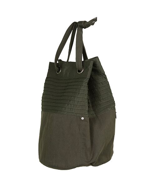 YACCOMARICARD / ヤッコマリカルド トートバッグ | 60/40クロス+キャンバスバケット型バック（カーキ）