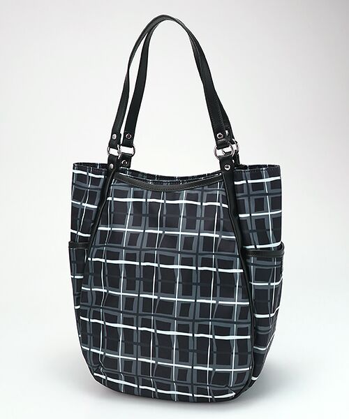 Y'SACCS/イザック ドローイングチェックトートバッグ ブラック FREE Y'SACCS/イザック ドローイングチェックトートバッグ ブラック FREE