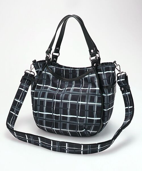 Y'SACCS/イザック ドローイングチェック2WAYミニトート ブラック FREE