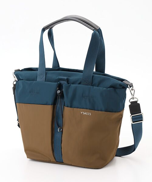 Y'SACCS/イザック ドローストリング コンビカラー2WAYトート ブルー FREE Y'SACCS/イザック ドローストリング コンビカラー2WAYトート ブルー FREE