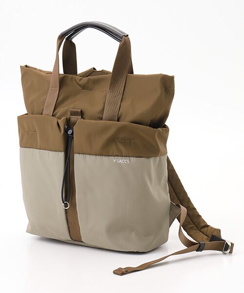 Y'SACCS/イザック ドローストリング コンビカラーリュックサック チョコ FREE