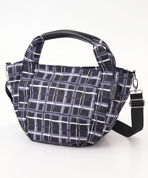 Y'SACCS / イザック トートバッグ | ドローイングチェック撥水2WAYトートバッグ（ブラック）