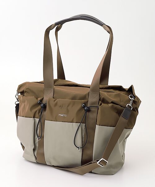 Y'SACCS / イザック トートバッグ | ドローストリング コンビカラービッグトート（チョコ）