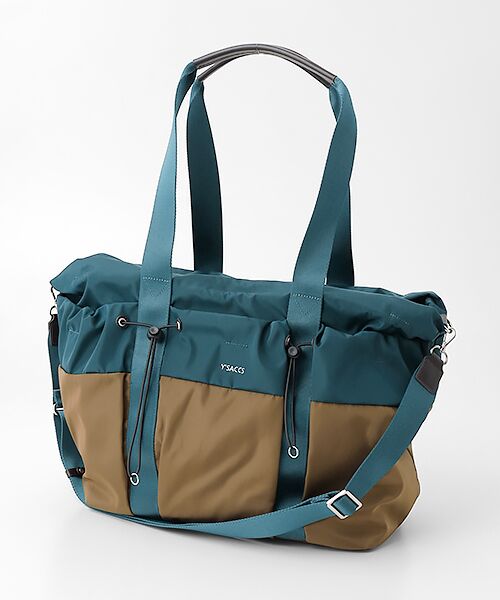 Y'SACCS / イザック トートバッグ | ドローストリング コンビカラービッグトート（ブルー）