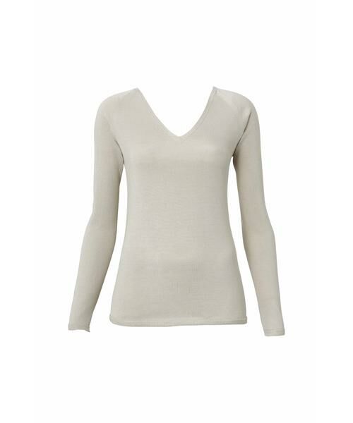 Yue/ユエ シルク100% トップス(10分袖)(UJP305) BE L Yue/ユエ シルク100% トップス(10分袖)(UJP305) BE L