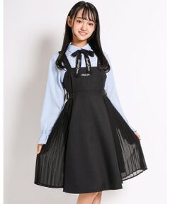 ZIDDY / ジディー スカート | 【 ニコ☆プチ 掲載 】サイド シフォン 両 サイド ベルト 付き ツイル プリーツ ジャンパー スカート (130~160cm)