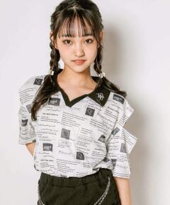 【 ニコ☆プチ 掲載 】ニュースペーパー柄カットTシャツ(130~160cm)