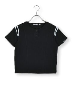 肩スリット短丈ヘンリーネックTシャツ(130~160cm)