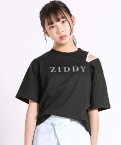 ロゴラインストーン肩明きTシャツ(130~160cm)