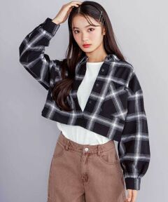 ZIDDY / ジディー セットアップ | 【 ニコ☆プチ 掲載 】オンブレチェックシャツ＆長袖Tシャツセット(130~160cm)