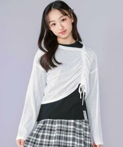 ZIDDY / ジディー セットアップ | 【 ニコ☆プチ 掲載 】肩あきTシャツ＆シャーリングトップセット(130~160cm)