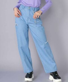 ZIDDY / ジディー デニムパンツ | 【 ニコ☆プチ 掲載 】チャーム付きサイドカットアウトデニムパンツ(130~160cm)